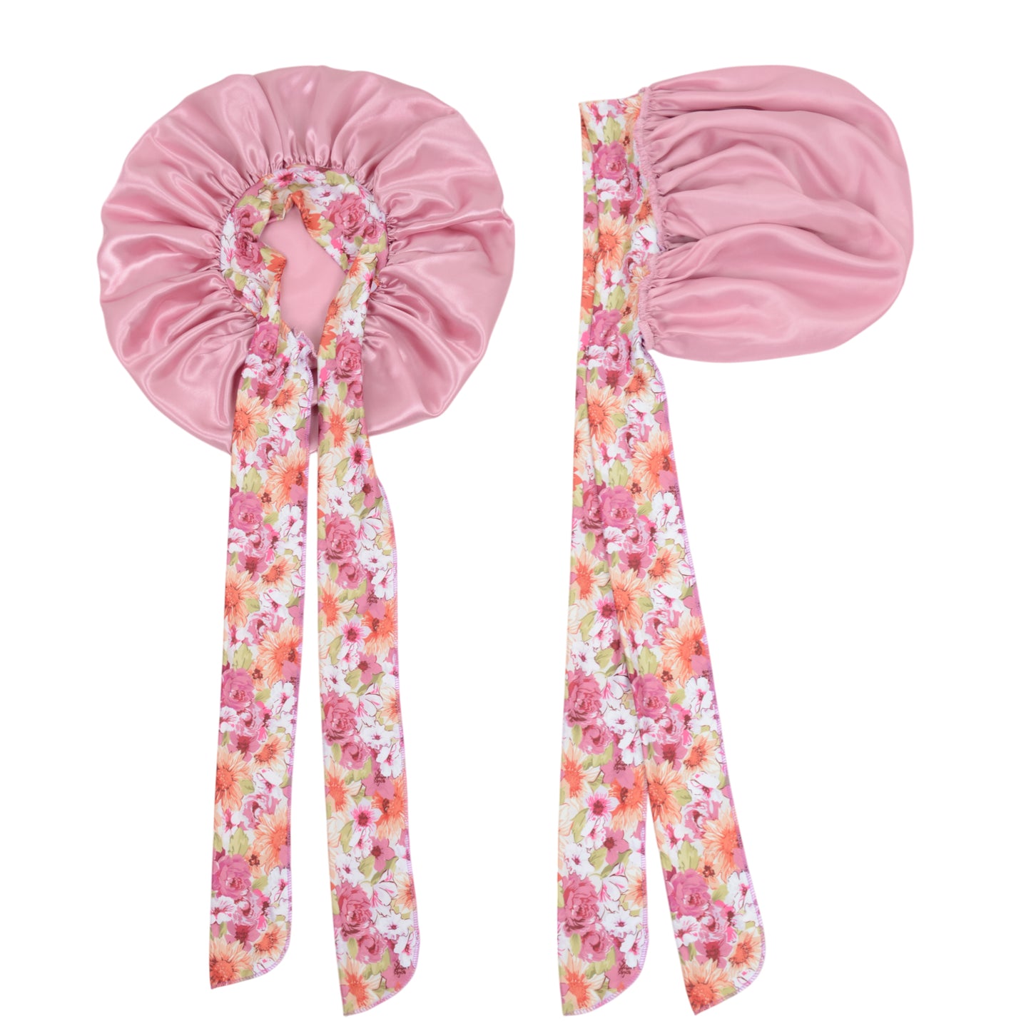 Women Silk Bonnet for Sleeping Satin Lined Hair Bonnet with Floral Tie Band for Curly Hair Protection