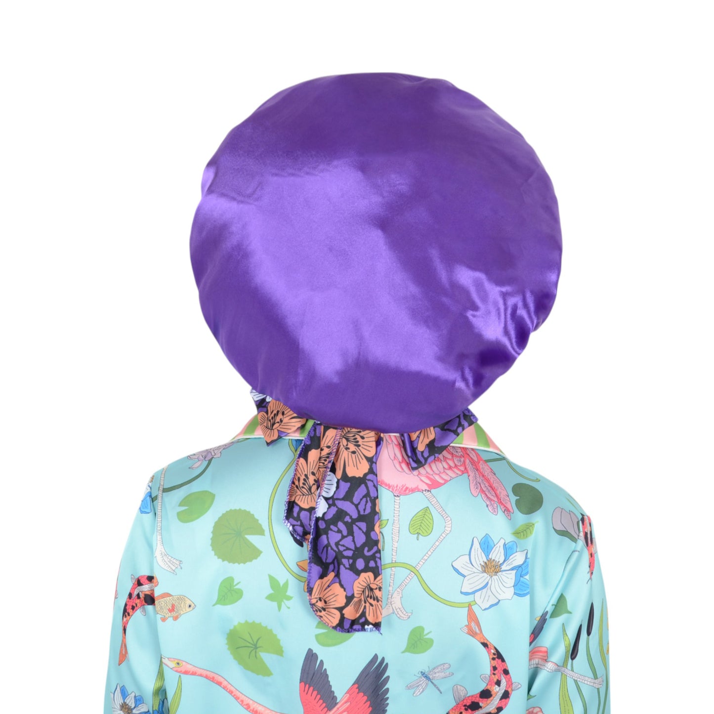 Women Silk Bonnet for Sleeping Satin Lined Hair Bonnet with Floral Tie Band for Curly Hair Protection