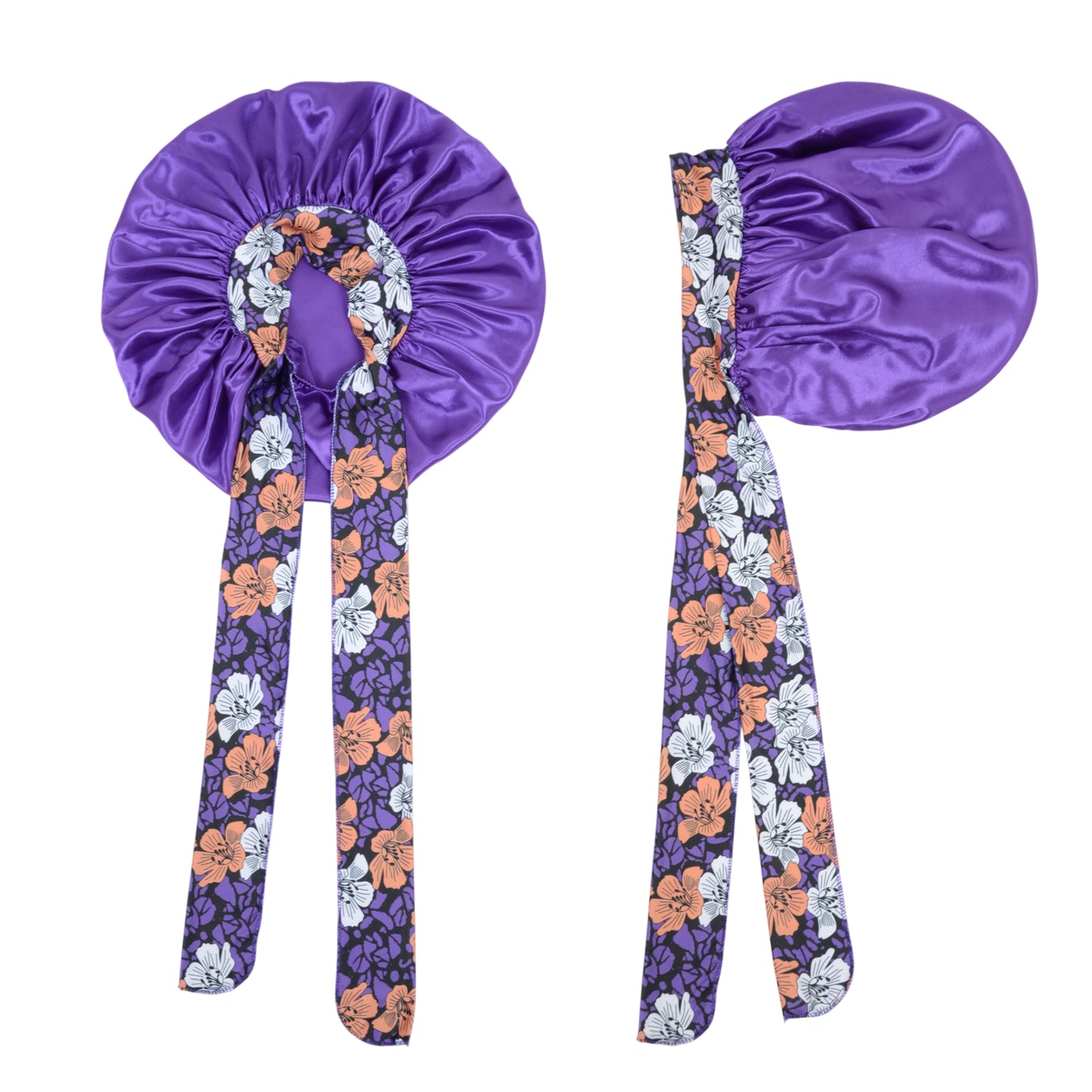 Women Silk Bonnet for Sleeping Satin Lined Hair Bonnet with Floral Tie Band for Curly Hair Protection