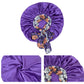 Women Silk Bonnet for Sleeping Satin Lined Hair Bonnet with Floral Tie Band for Curly Hair Protection
