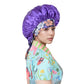 Women Silk Bonnet for Sleeping Satin Lined Hair Bonnet with Floral Tie Band for Curly Hair Protection