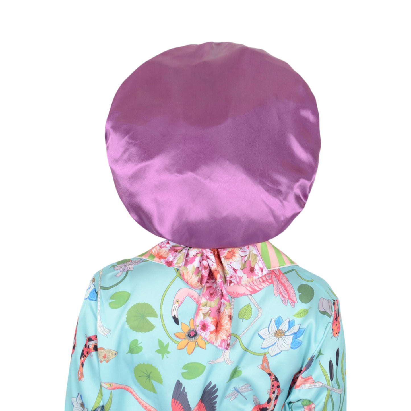 Women Silk Bonnet for Sleeping Satin Lined Hair Bonnet with Floral Tie Band for Curly Hair Protection