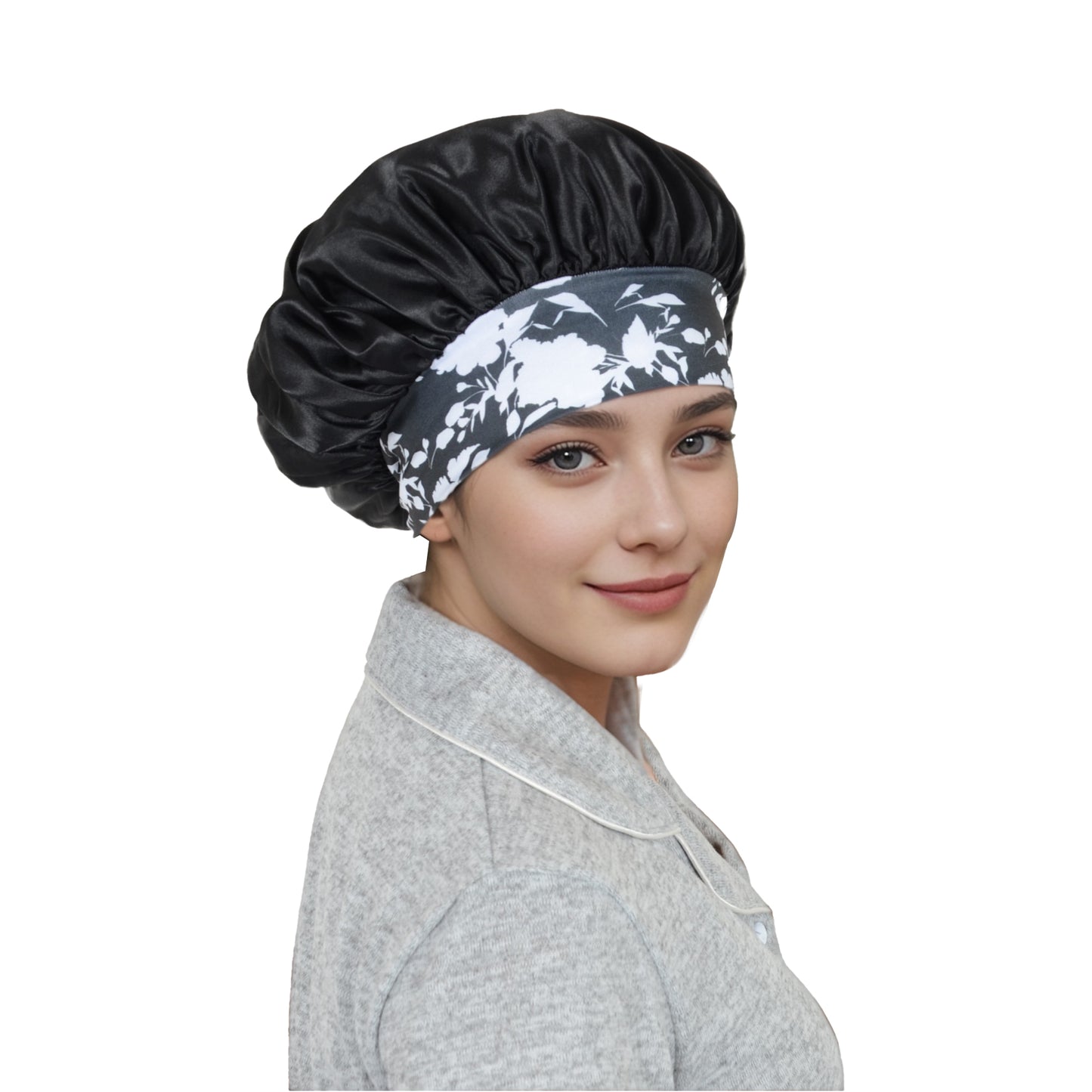 Women Silk Bonnet for Sleeping Satin Hair Bonnet with Floral Elastic Band for Hair Protection