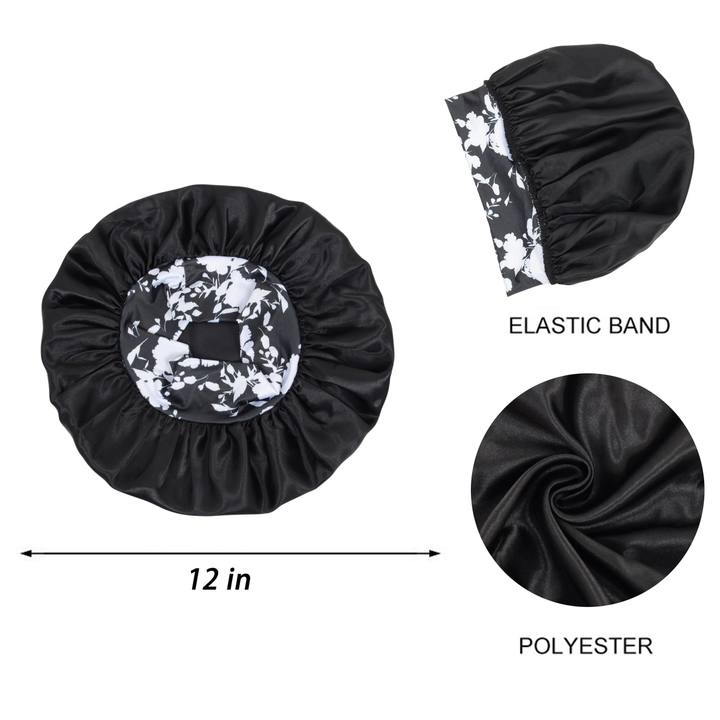 Women Silk Bonnet for Sleeping Satin Hair Bonnet with Floral Elastic Band for Hair Protection