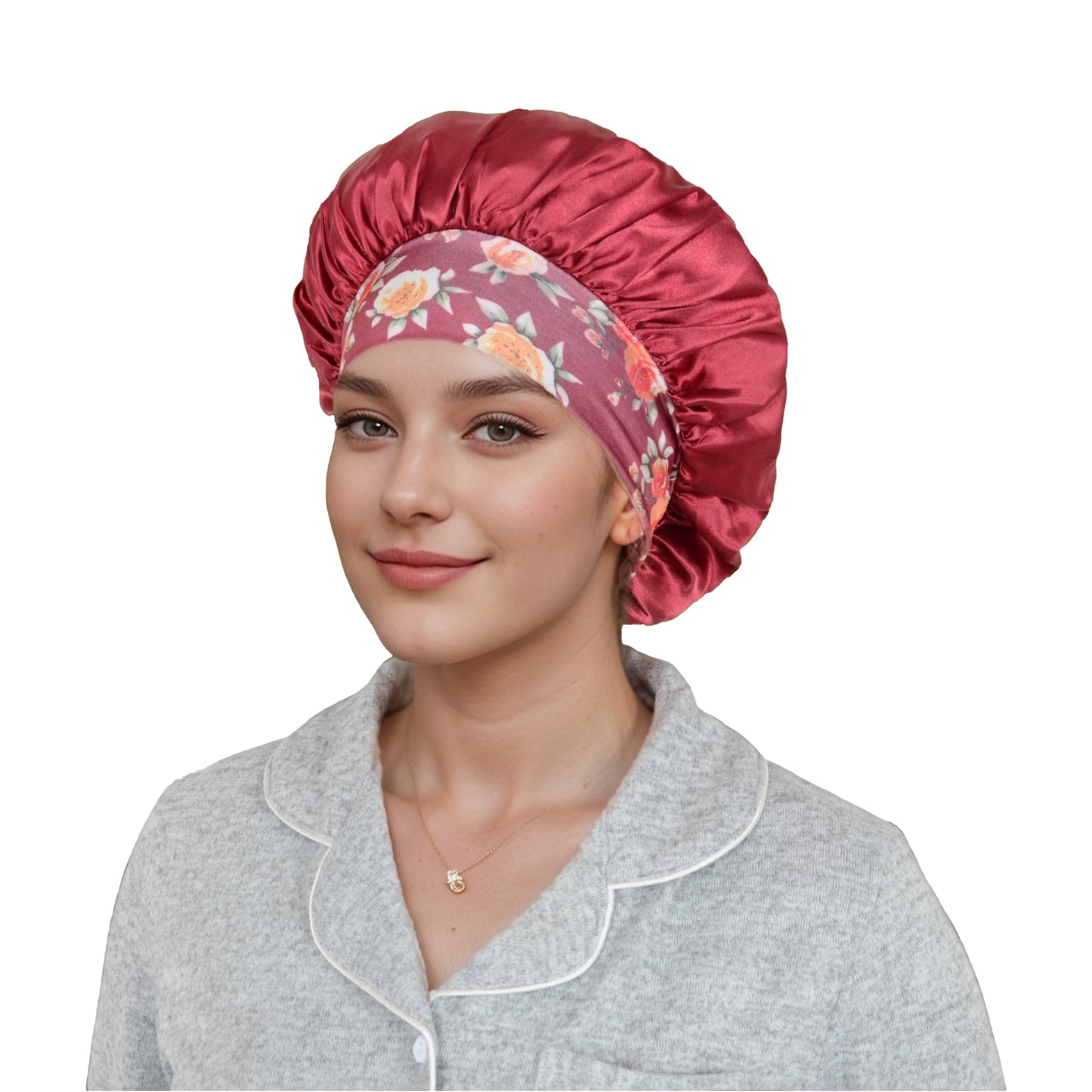 Women Silk Bonnet for Sleeping Satin Hair Bonnet with Floral Elastic Band for Hair Protection