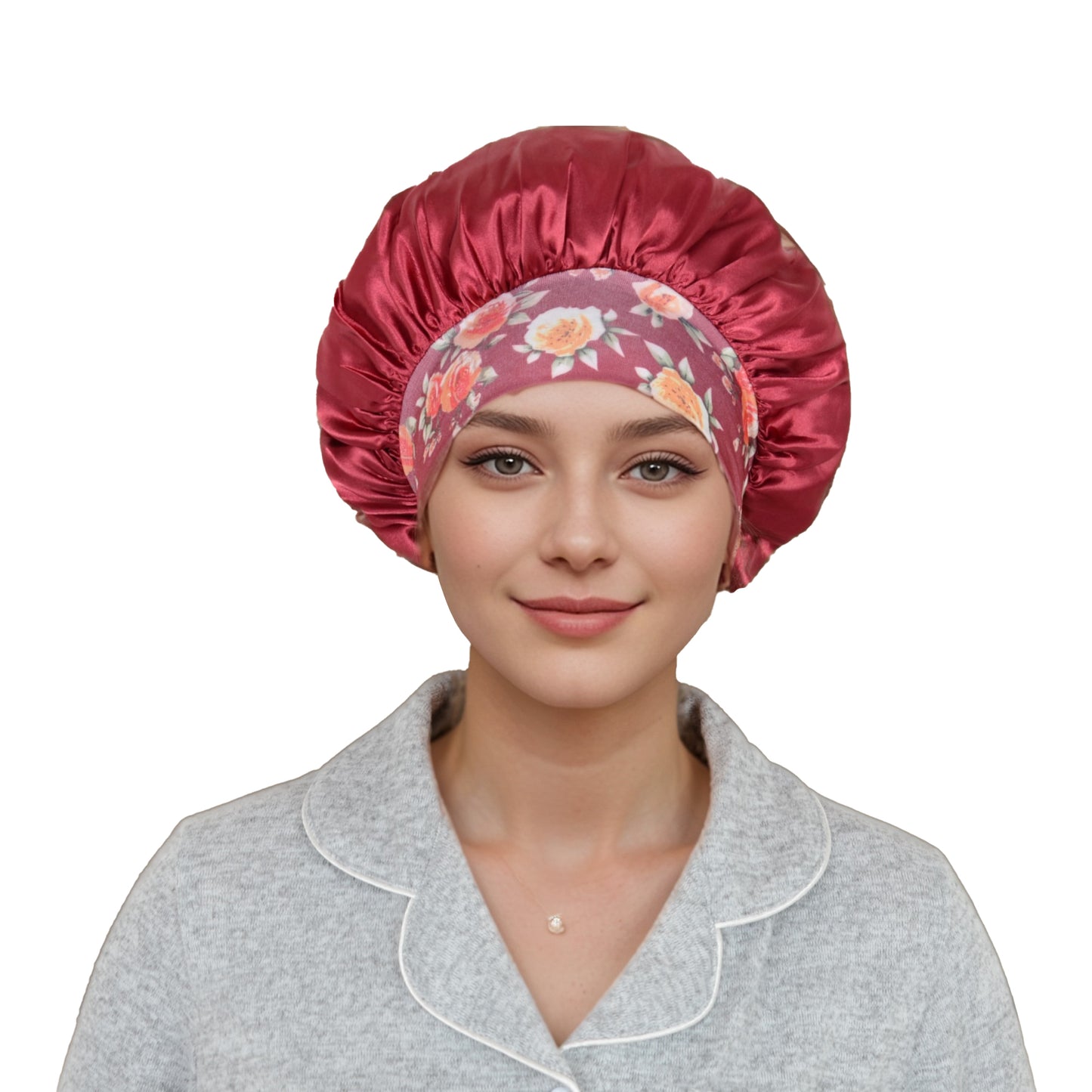 Women Silk Bonnet for Sleeping Satin Hair Bonnet with Floral Elastic Band for Hair Protection