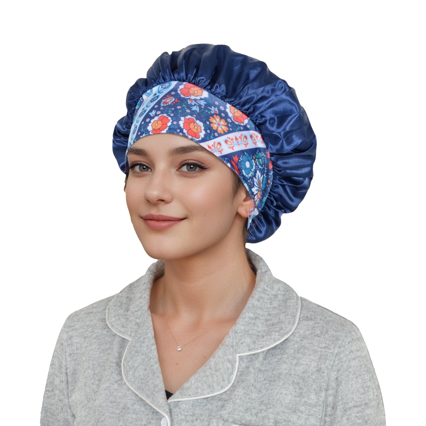 Women Silk Bonnet for Sleeping Satin Hair Bonnet with Floral Elastic Band for Hair Protection