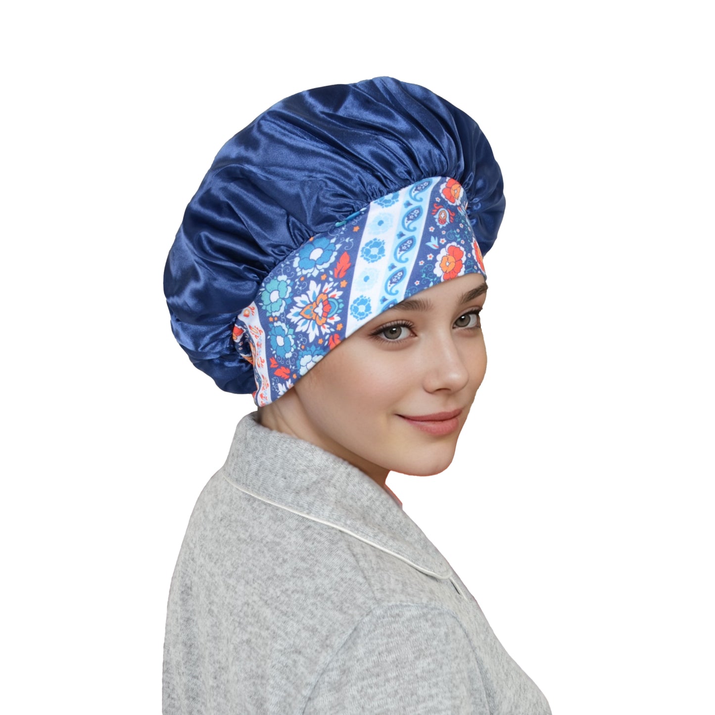 Women Silk Bonnet for Sleeping Satin Hair Bonnet with Floral Elastic Band for Hair Protection