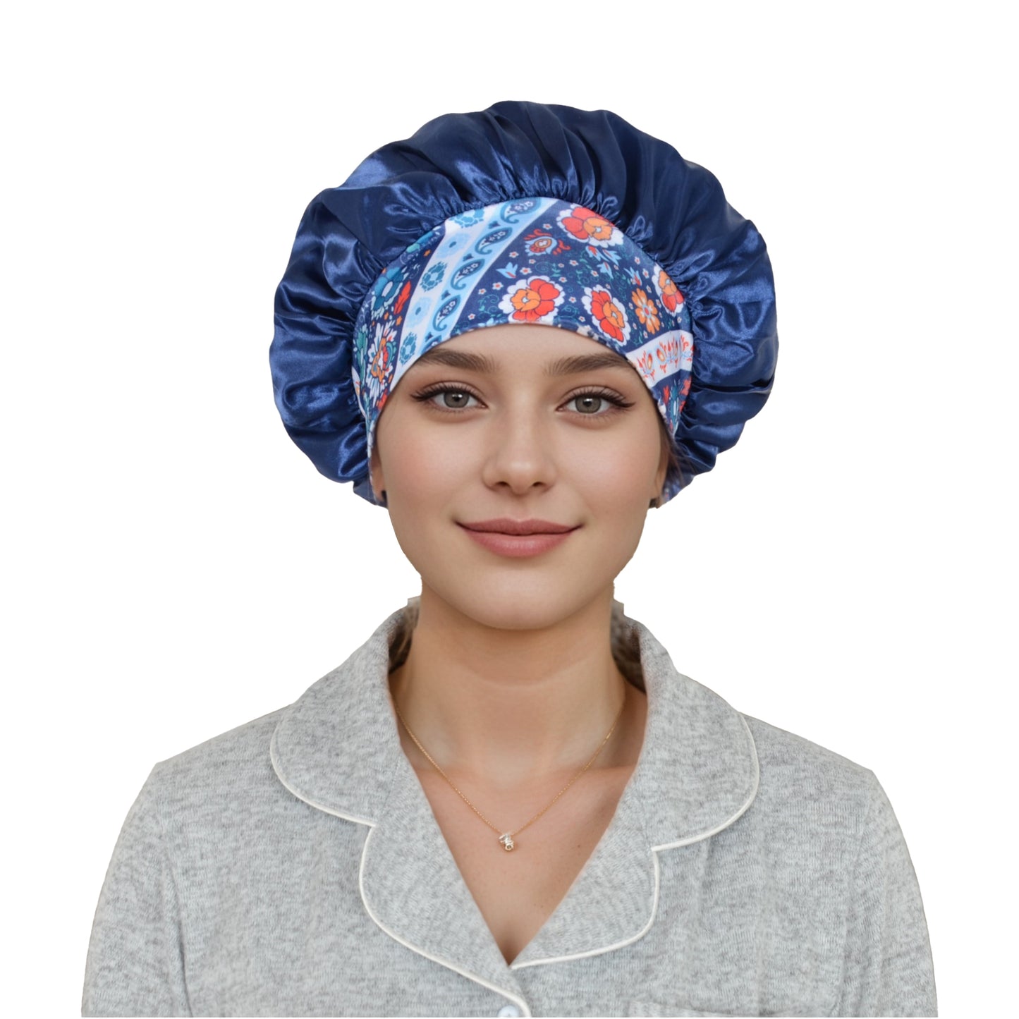 Women Silk Bonnet for Sleeping Satin Hair Bonnet with Floral Elastic Band for Hair Protection
