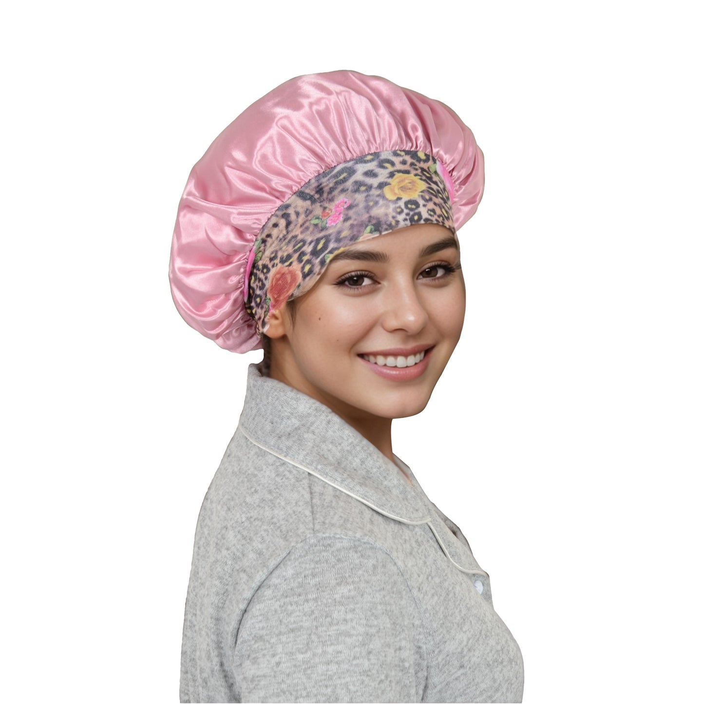 Women Silk Bonnet for Sleeping Satin Hair Bonnet with Floral Elastic Band for Hair Protection