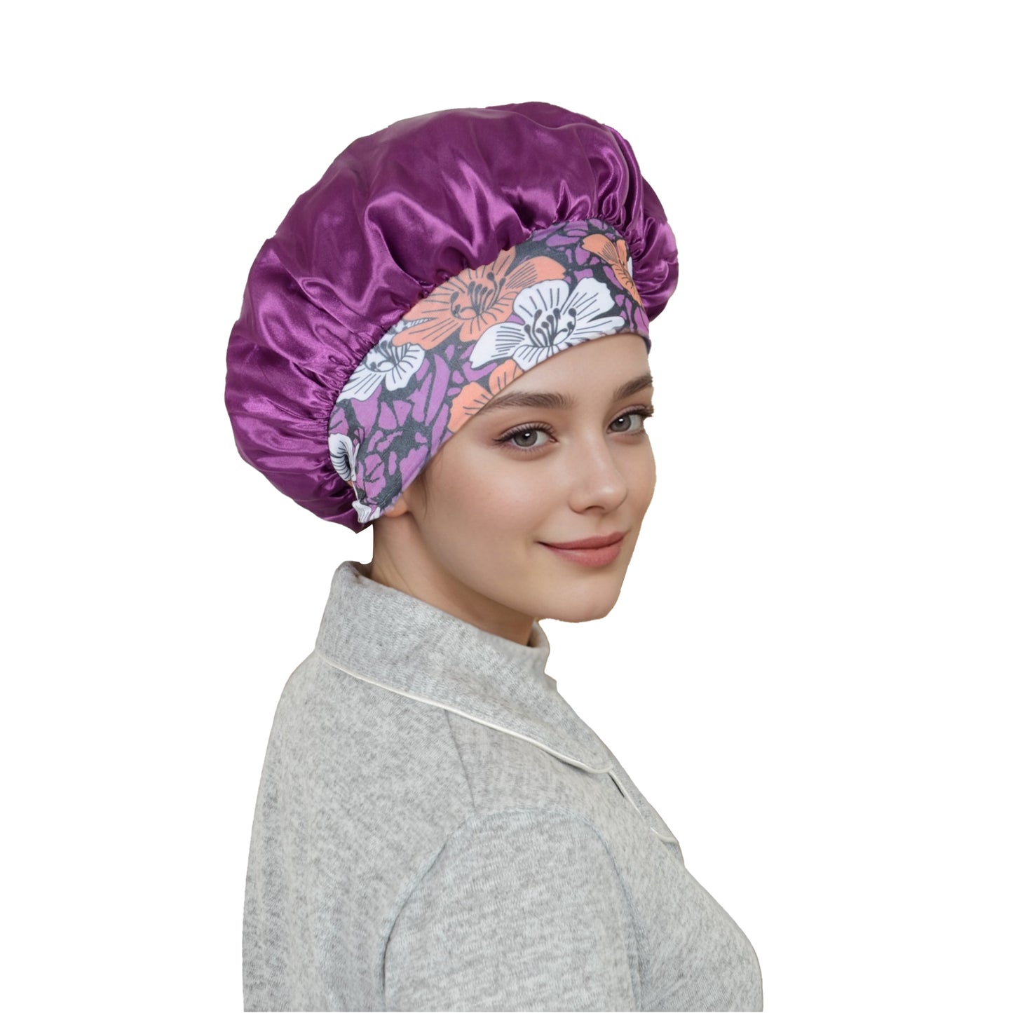 Women Silk Bonnet for Sleeping Satin Hair Bonnet with Floral Elastic Band for Hair Protection