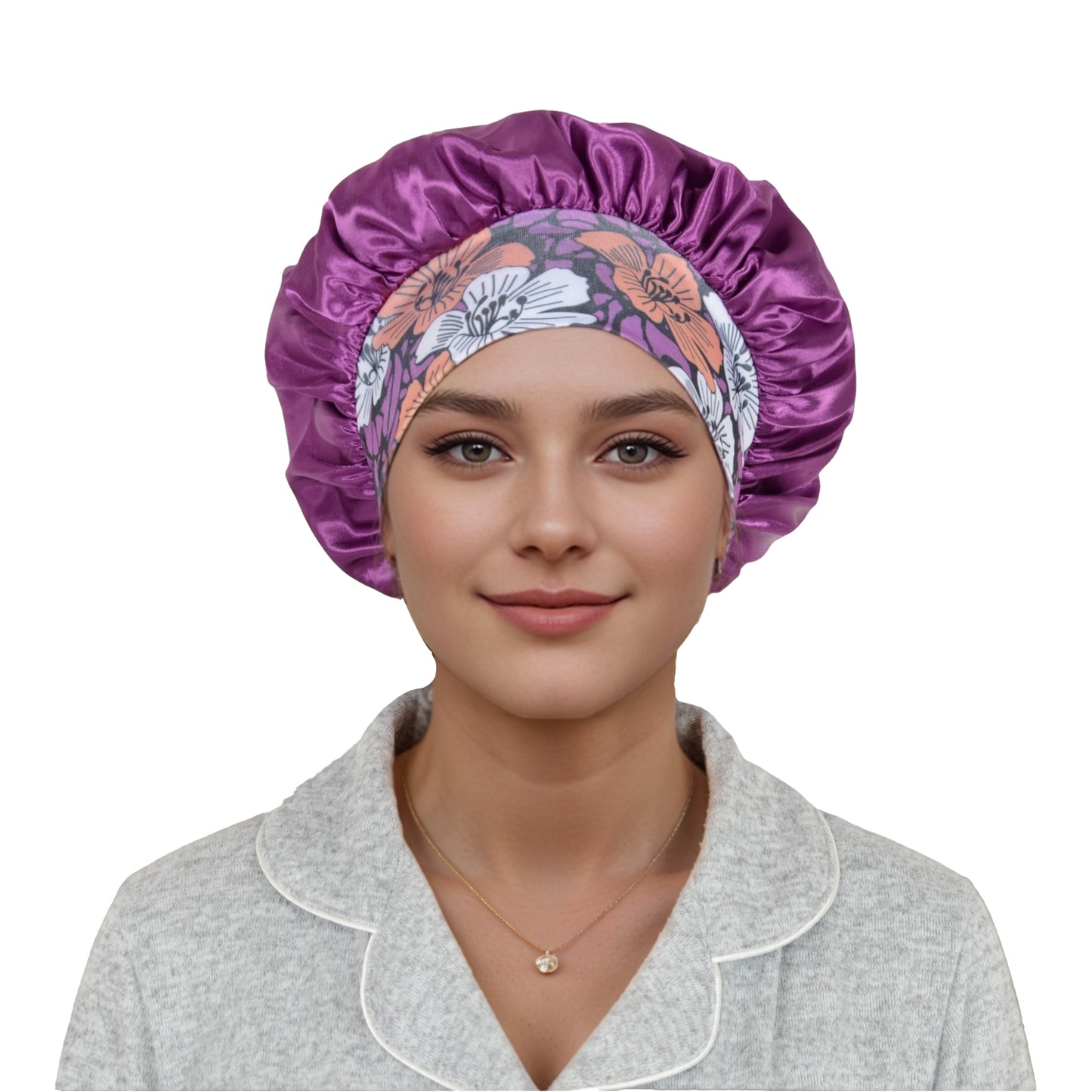 Women Silk Bonnet for Sleeping Satin Hair Bonnet with Floral Elastic Band for Hair Protection