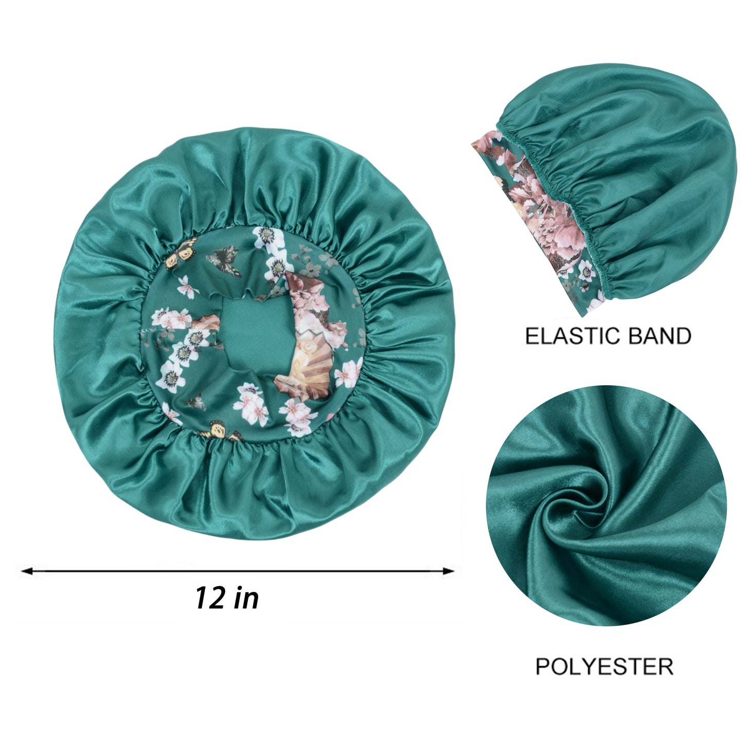 Women Silk Bonnet for Sleeping Satin Hair Bonnet with Floral Elastic Band for Hair Protection