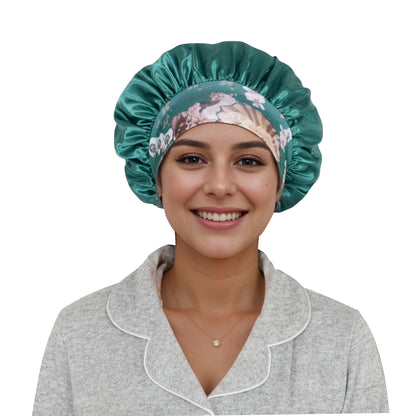 Women Silk Bonnet for Sleeping Satin Hair Bonnet with Floral Elastic Band for Hair Protection