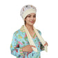 Women Silk Bonnet for Sleeping Satin Hair Bonnet with Butterfly Print and Adjustable Tie Band
