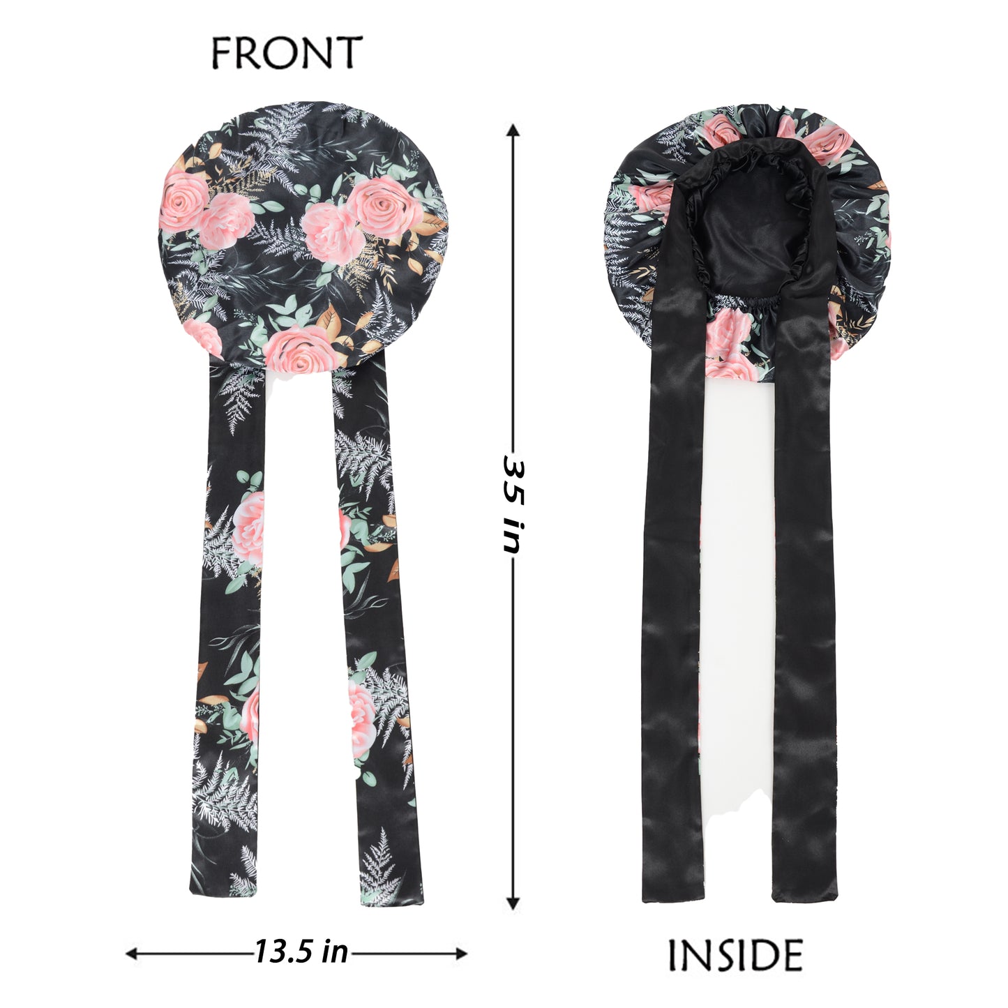 Women Silk Bonnet for Sleeping Satin Hair Bonnet with Floral Print and Long Tie Band