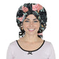 Women Silk Bonnet for Sleeping Satin Hair Bonnet with Floral Print and Long Tie Band