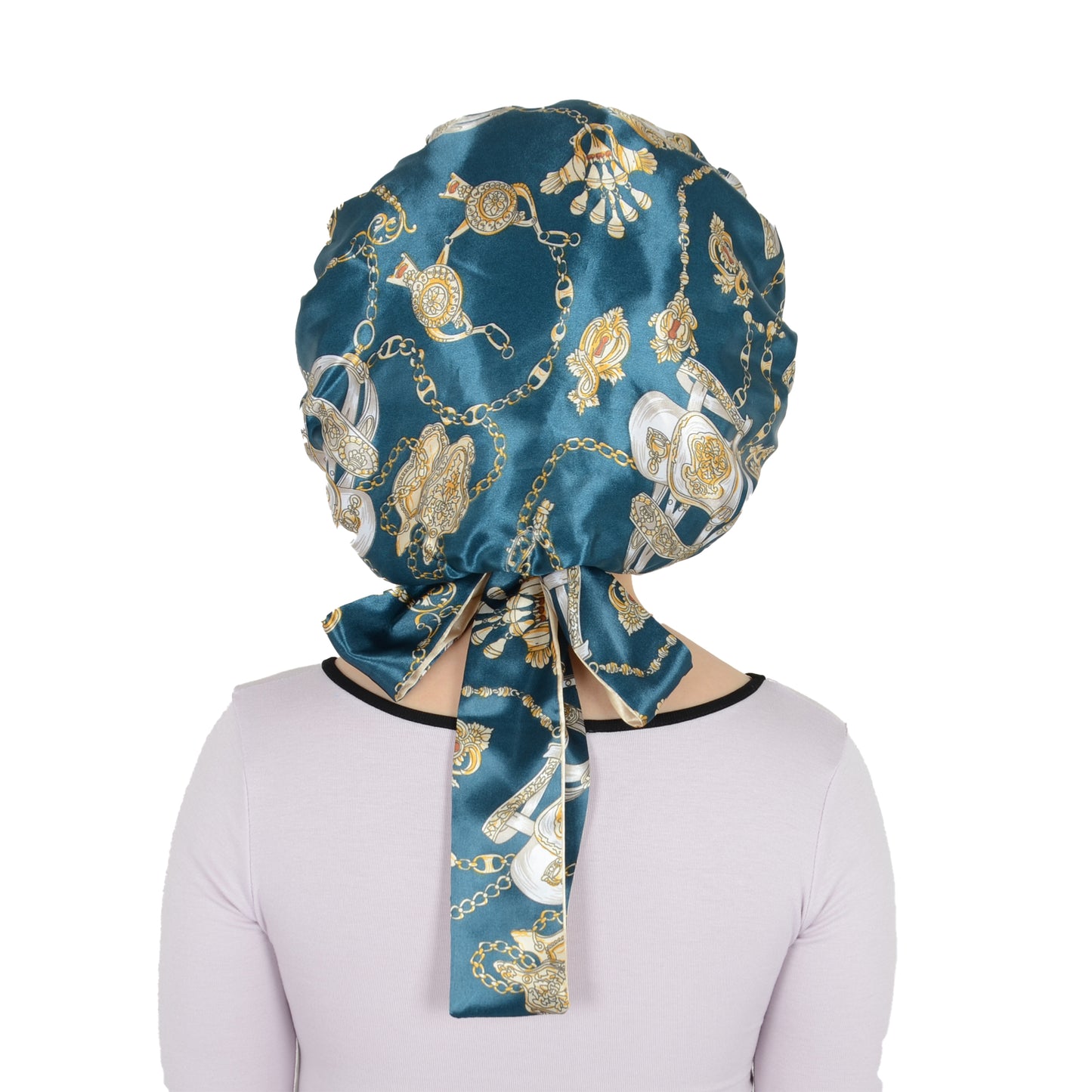 Women Silk Bonnet for Sleeping Satin Hair Bonnet with Floral Print and Long Tie Band