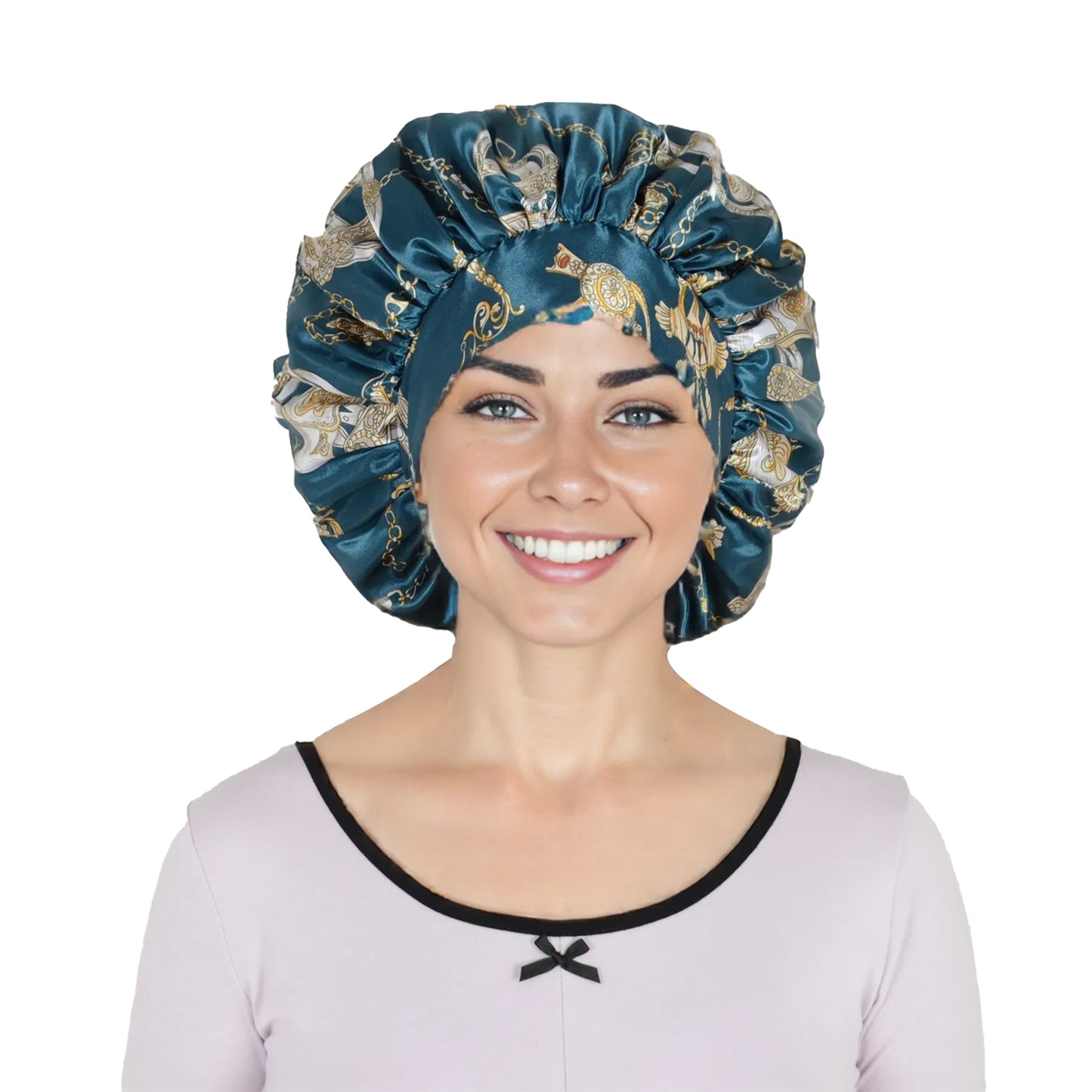 Women Silk Bonnet for Sleeping Satin Hair Bonnet with Floral Print and Long Tie Band
