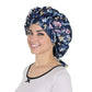 Women Silk Bonnet for Sleeping Satin Hair Bonnet with Floral Print and Long Tie Band