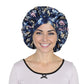 Women Silk Bonnet for Sleeping Satin Hair Bonnet with Floral Print and Long Tie Band