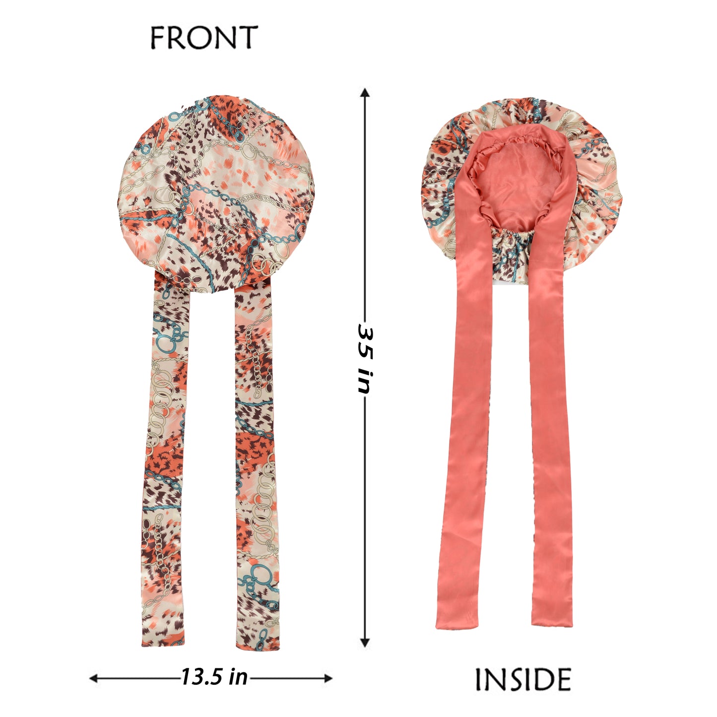 Women Silk Bonnet for Sleeping Satin Hair Bonnet with Floral Print and Long Tie Band
