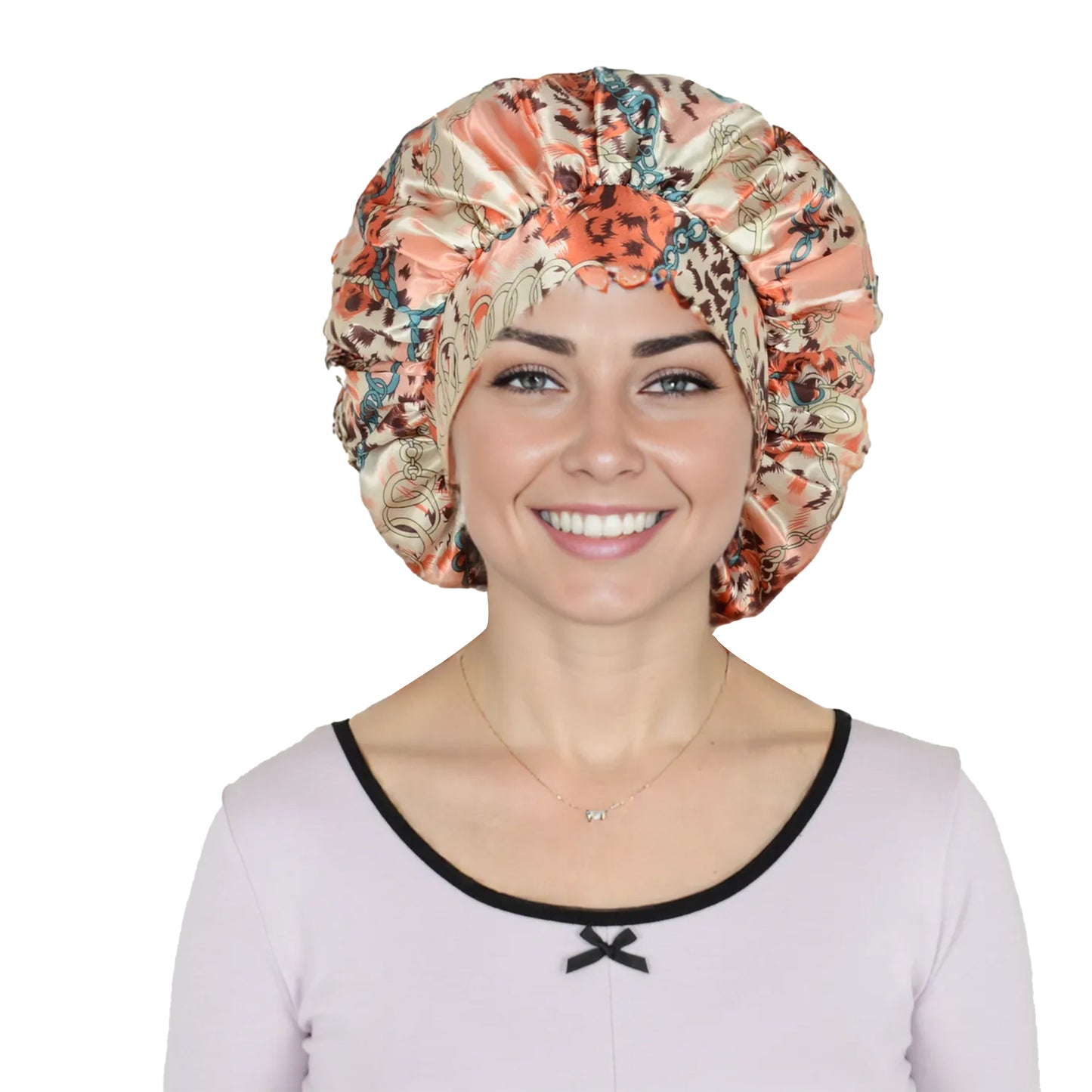 Women Silk Bonnet for Sleeping Satin Hair Bonnet with Floral Print and Long Tie Band