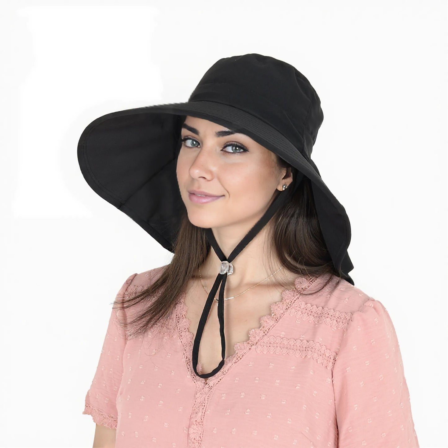 Women Ponytail Sun Hat Wide Brim Sun Hat with Flap Packable Adjustable Summer Beach Hat