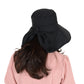 Women Ponytail Sun Hat Wide Brim Sun Hat with Flap Packable Adjustable Summer Beach Hat