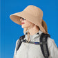 Women Ponytail Sun Hat Wide Brim Sun Hat with Flap Packable Adjustable Summer Beach Hat