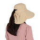 Women Ponytail Sun Hat Wide Brim Sun Hat with Flap Packable Adjustable Summer Beach Hat