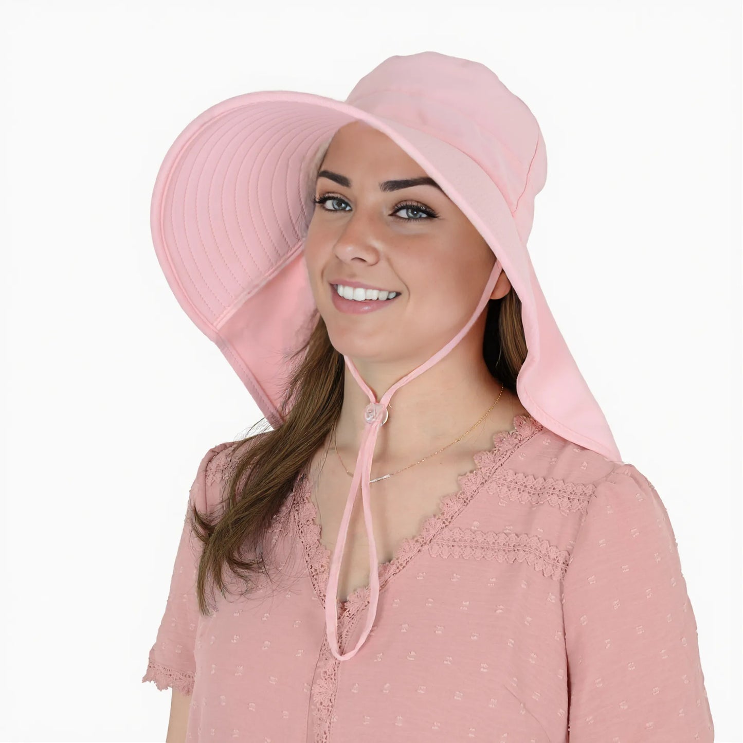 Women Ponytail Sun Hat Wide Brim Sun Hat with Flap Packable Adjustable Summer Beach Hat
