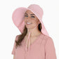 Women Ponytail Sun Hat Wide Brim Sun Hat with Flap Packable Adjustable Summer Beach Hat