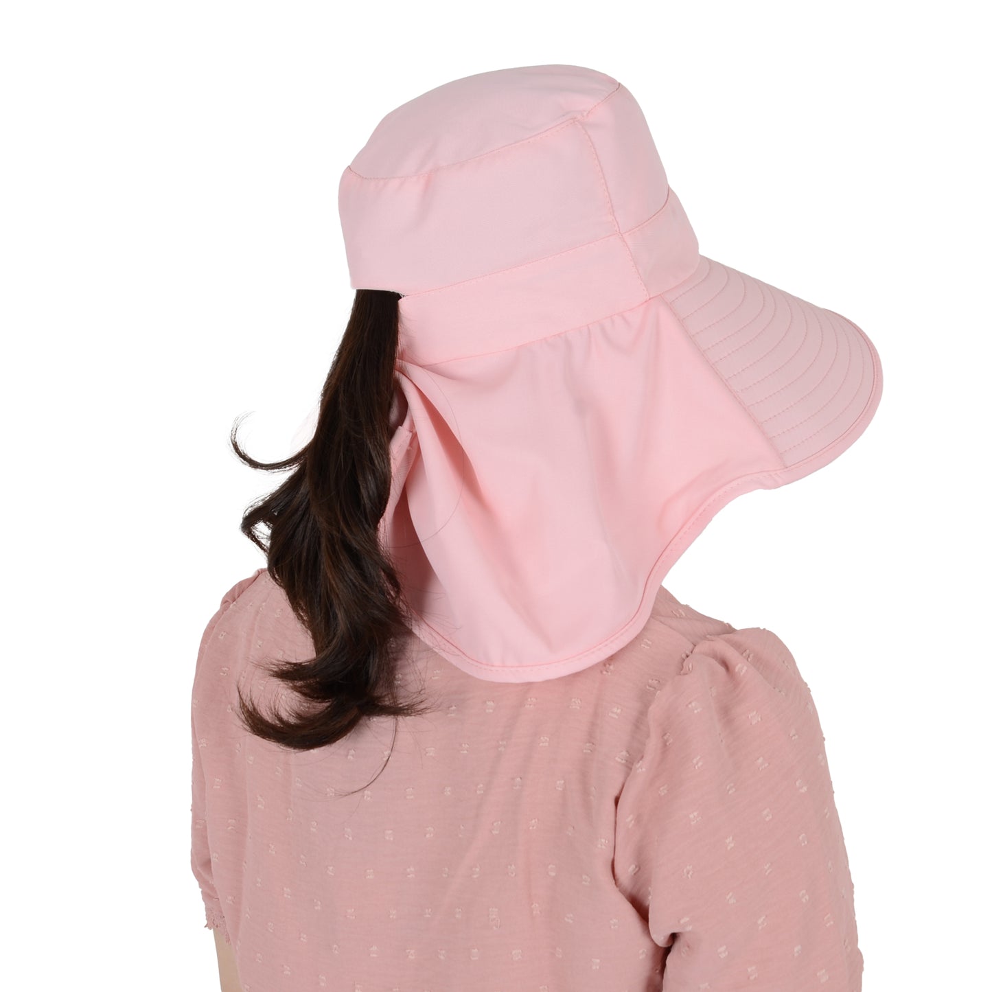 Women Ponytail Sun Hat Wide Brim Sun Hat with Flap Packable Adjustable Summer Beach Hat