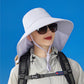 Women Ponytail Sun Hat Wide Brim Sun Hat with Flap Packable Adjustable Summer Beach Hat