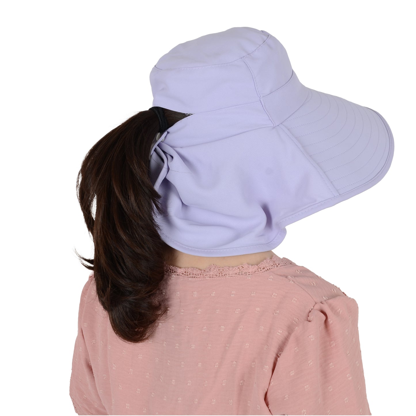 Women Ponytail Sun Hat Wide Brim Sun Hat with Flap Packable Adjustable Summer Beach Hat