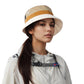Outdoor Patchwork Bucket Hat Adjustable Chin Strap Breathable Wide Brim for Hiking Camping Travel