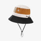Outdoor Patchwork Bucket Hat Adjustable Chin Strap Breathable Wide Brim for Hiking Camping Travel
