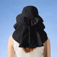 Womens Wide Brim Sun Hat UV Protection Flap Design with Back Bow Detail and Adjustable Chin Strap