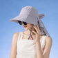 Womens Wide Brim Sun Hat UV Protection Flap Design with Back Bow Detail and Adjustable Chin Strap