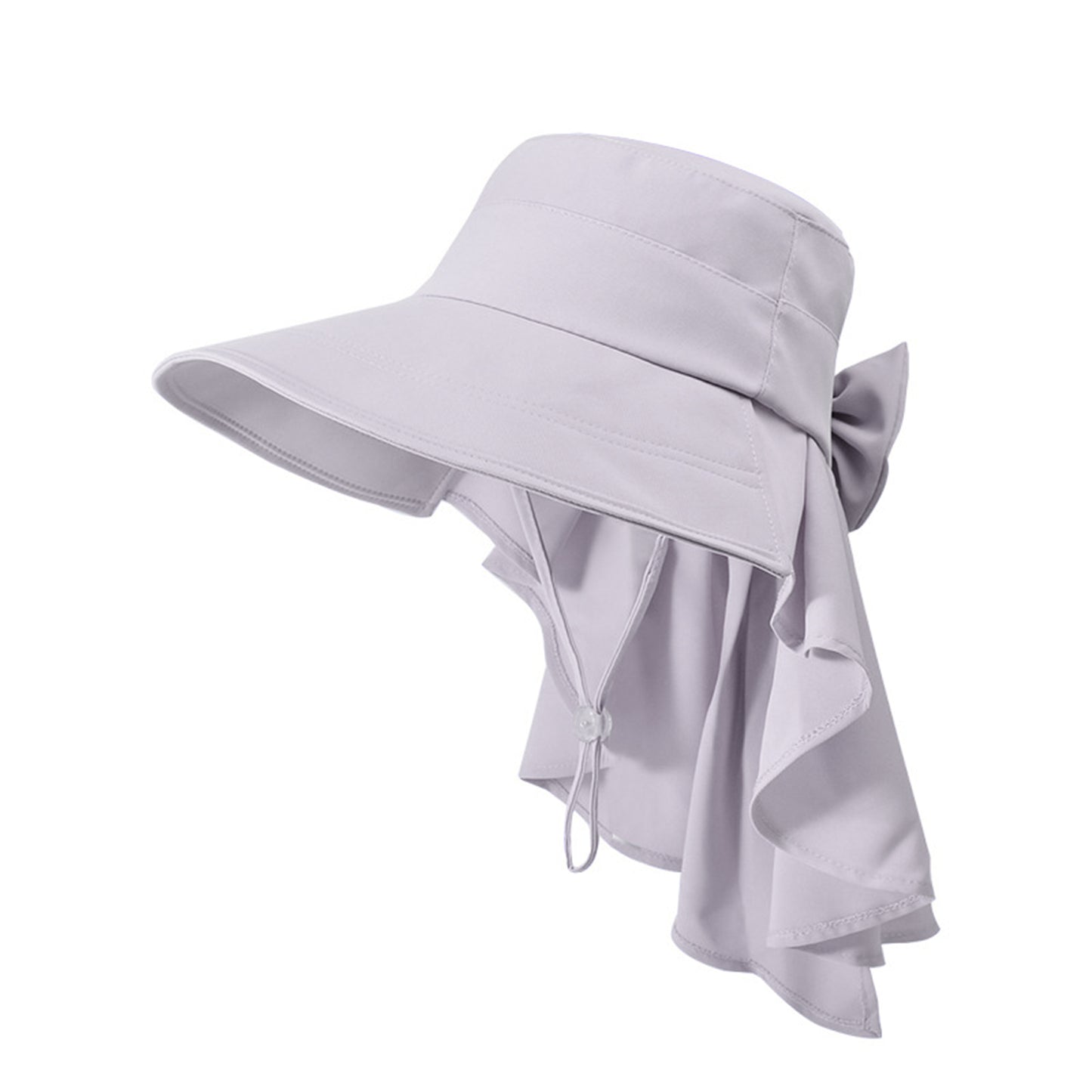 Womens Wide Brim Sun Hat UV Protection Flap Design with Back Bow Detail and Adjustable Chin Strap