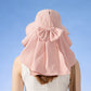 Womens Wide Brim Sun Hat UV Protection Flap Design with Back Bow Detail and Adjustable Chin Strap