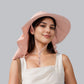 Womens Wide Brim Sun Hat UV Protection Flap Design with Back Bow Detail and Adjustable Chin Strap