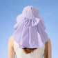 Womens Wide Brim Sun Hat UV Protection Flap Design with Back Bow Detail and Adjustable Chin Strap