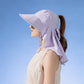 Womens Wide Brim Sun Hat UV Protection Flap Design with Back Bow Detail and Adjustable Chin Strap