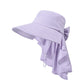Womens Wide Brim Sun Hat UV Protection Flap Design with Back Bow Detail and Adjustable Chin Strap