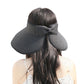 Women's Wide Brim Visor Hat with Bow Detail Adjustable Velcro Closure for Beach or Outdoor Protection
