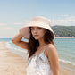 Women's Wide Brim Visor Hat with Bow Detail Adjustable Velcro Closure for Beach or Outdoor Protection
