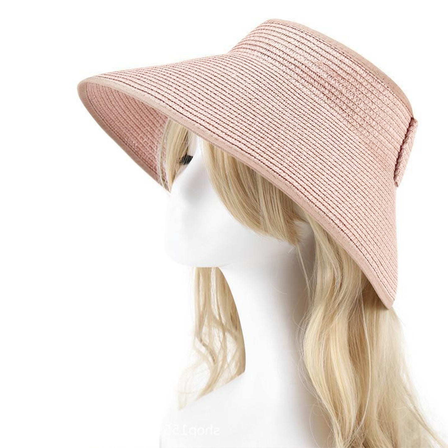 Women's Wide Brim Visor Hat with Bow Detail Adjustable Velcro Closure for Beach or Outdoor Protection