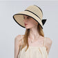 Womens Roll Up Straw Sun Visor Wide Brim Bow Detail Adjustable UV Protection Packable Summer Hat